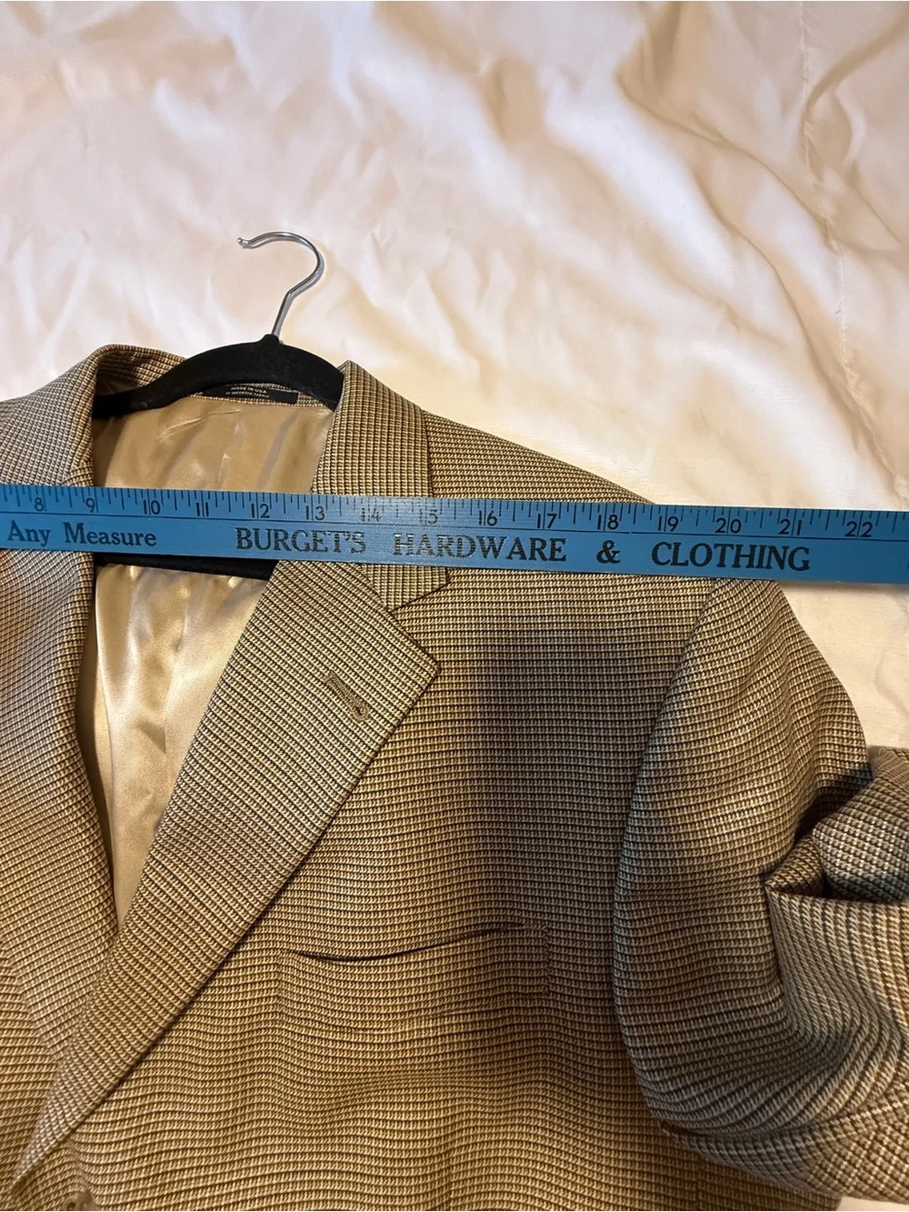 Hart Schaffner Marx 46L Houndstooth Blazer Tan Brown Made USA Dillard’s